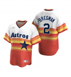 Men's Nike Houston Astros #2 Alex Bregman White Orange Cooperstown Collection Home Stitched Baseball Jersey