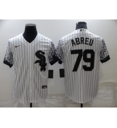 Men's Chicago White Sox #79 Jose Abreu White Gradient Sleeves Stitched Baseball Jersey