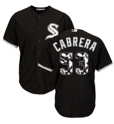 Men's Majestic Chicago White Sox #53 Melky Cabrera Authentic Black Team Logo Fashion Cool Base MLB Jersey