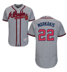 Men's Majestic Atlanta Braves #22 Nick Markakis Grey Road Flex Base Authentic Collection MLB Jersey