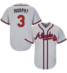 Men's Majestic Atlanta Braves #3 Dale Murphy Replica Grey Road Cool Base MLB Jersey