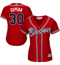 Women's Majestic Atlanta Braves #30 Orlando Cepeda Replica Red Alternate Cool Base MLB Jersey