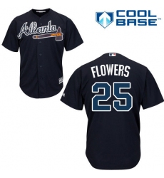 Men's Majestic Atlanta Braves #25 Tyler Flowers Replica Blue Alternate Road Cool Base MLB Jersey