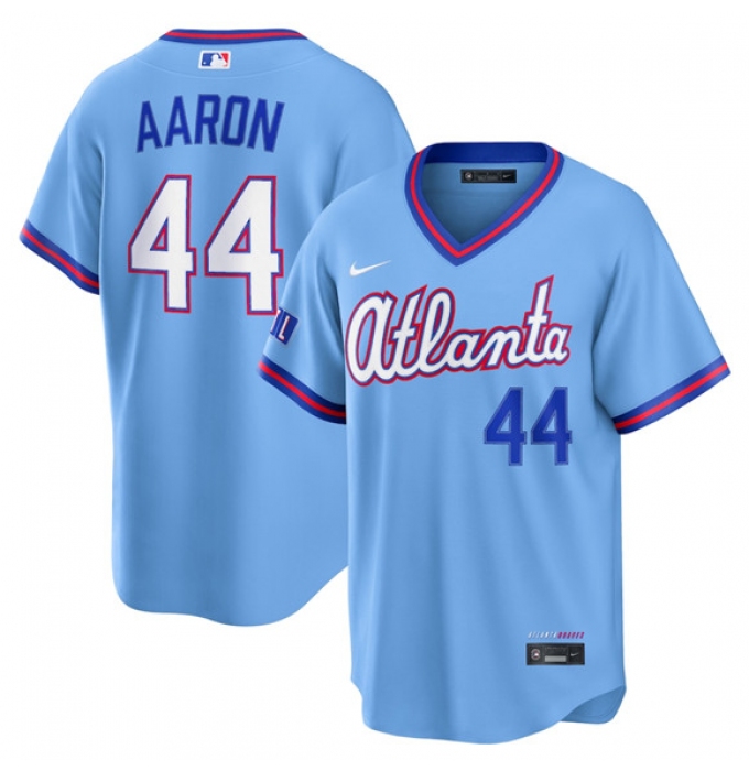 Men's Atlanta Braves #44 Hank Aaron Powder Blue 2026 City Connect Stadium Stitched Baseball Jersey