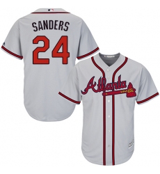 Men's Majestic Atlanta Braves #24 Deion Sanders Replica Grey Road Cool Base MLB Jersey