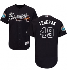 Men's Majestic Atlanta Braves #49 Julio Teheran Navy Blue Alternate Flex Base Authentic Collection MLB Jersey