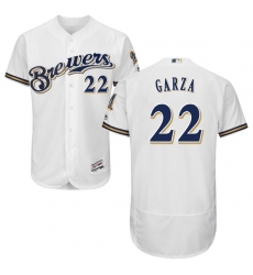 Men's Majestic Milwaukee Brewers #22 Matt Garza White Alternate Flex Base Authentic Collection MLB Jersey