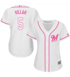 Women's Majestic Milwaukee Brewers #5 Jonathan Villar Authentic White Fashion Cool Base MLB Jersey