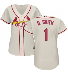 Women's Majestic St. Louis Cardinals #1 Ozzie Smith Authentic Cream Alternate Cool Base MLB Jersey
