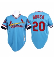 Men's Mitchell and Ness St. Louis Cardinals #20 Lou Brock Authentic Blue Throwback MLB Jersey