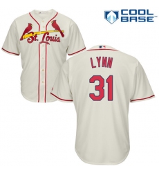 Youth Majestic St. Louis Cardinals #31 Lance Lynn Replica Cream Alternate Cool Base MLB Jersey
