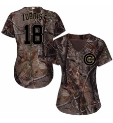 Women's Majestic Chicago Cubs #18 Ben Zobrist Authentic Camo Realtree Collection Flex Base MLB Jersey