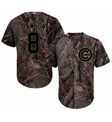 Men's Majestic Chicago Cubs #8 Andre Dawson Authentic Camo Realtree Collection Flex Base MLB Jersey