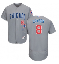 Men's Majestic Chicago Cubs #8 Andre Dawson Grey Road Flex Base Authentic Collection MLB Jersey
