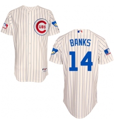 Men's Majestic Chicago Cubs #14 Ernie Banks Authentic Cream 1969 Turn Back The Clock MLB Jersey