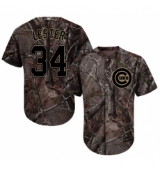Youth Majestic Chicago Cubs #34 Jon Lester Authentic Camo Realtree Collection Flex Base MLB Jersey