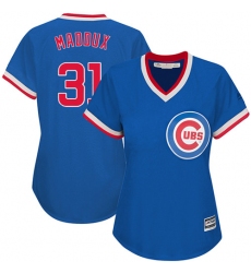 Women's Majestic Chicago Cubs #31 Greg Maddux Authentic Royal Blue Cooperstown MLB Jersey