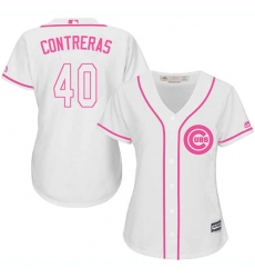 Women's Majestic Chicago Cubs #40 Willson Contreras Authentic White Fashion MLB Jersey