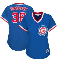 Women's Majestic Chicago Cubs #38 Mike Montgomery Authentic Royal Blue Cooperstown MLB Jersey