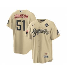 Men's Arizona Diamondbacks #51 Randy Johnson Gold 2023 World Series City Connect Cool Base Stitched Baseball Jersey