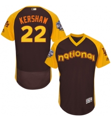 Men's Majestic Los Angeles Dodgers #22 Clayton Kershaw Brown 2016 All-Star National League BP Authentic Collection Flex Base MLB Jersey