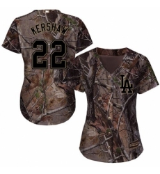 Women's Majestic Los Angeles Dodgers #22 Clayton Kershaw Authentic Camo Realtree Collection Flex Base MLB Jersey