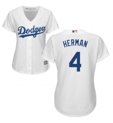 Women's Majestic Los Angeles Dodgers #4 Babe Herman Authentic White Home Cool Base MLB Jersey