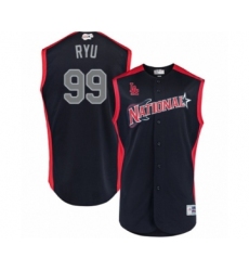 Youth Los Angeles Dodgers #99 Hyun-Jin Ryu Authentic Navy Blue National League 2019 Baseball All-Star Jersey
