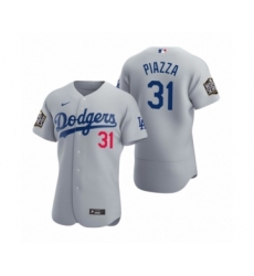 Men's Los Angeles Dodgers #31 Mike Piazza Nike Gray 2020 World Series Authentic Jersey