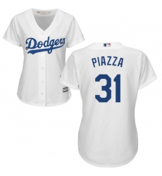 Women's Majestic Los Angeles Dodgers #31 Mike Piazza Authentic White Home Cool Base MLB Jersey