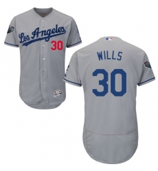 Men's Majestic Los Angeles Dodgers #30 Maury Wills Grey Road Flex Base Authentic Collection 2018 World Series MLB Jersey