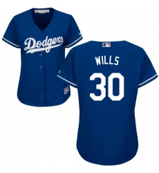 Women's Majestic Los Angeles Dodgers #30 Maury Wills Replica Royal Blue Alternate Cool Base MLB Jersey