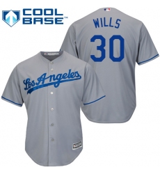 Youth Majestic Los Angeles Dodgers #30 Maury Wills Replica Grey Road Cool Base MLB Jersey