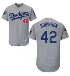 Men's Majestic Los Angeles Dodgers #42 Jackie Robinson Gray Alternate Flex Base Authentic Collection 2018 World Series MLB Jersey