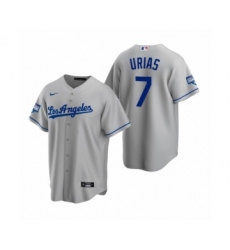 Men's Los Angeles Dodgers #7 Julio Urias Gray 2020 World Series Champions Road Replica Jersey