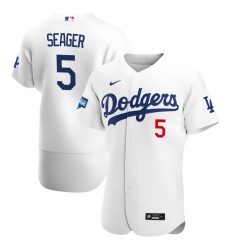 Men's Los Angeles Dodgers #5 Corey Seager Nike Royal 2020 World Series Champions Patch Alternate Replica Jersey