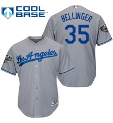 Youth Majestic Los Angeles Dodgers #35 Cody Bellinger Authentic Grey Road Cool Base 2018 World Series MLB Jersey