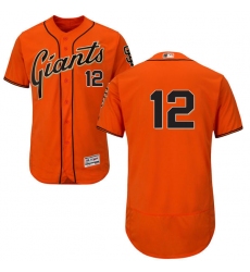 Men's Majestic San Francisco Giants #12 Joe Panik Orange Alternate Flex Base Authentic Collection MLB Jersey