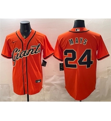 Men's San Francisco Giants #24 Willie Mays Orange Cool Base Stitched Baseball Jersey