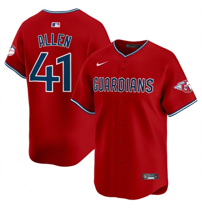 Men's Cleveland Guardians #41 Carlos Allen Red Alternate Limited Stitched Baseball Jersey