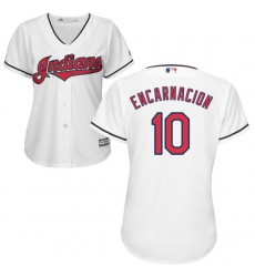 Women's Majestic Cleveland Indians #10 Edwin Encarnacion Authentic White Home Cool Base MLB Jersey