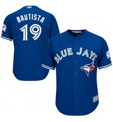 Men's Majestic Toronto Blue Jays #19 Jose Bautista Replica Blue Alternate 40th Anniversary Patch MLB Jersey