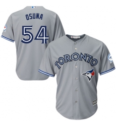 Men's Majestic Toronto Blue Jays #54 Roberto Osuna Replica Grey Road 40th Anniversary Patch MLB Jersey