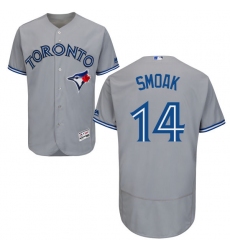 Men's Majestic Toronto Blue Jays #14 Justin Smoak Grey Road Flex Base Authentic Collection MLB Jersey