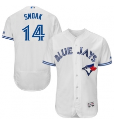 Men's Majestic Toronto Blue Jays #14 Justin Smoak White Home Flex Base Authentic Collection MLB Jersey