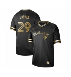 Men's Toronto Blue Jays #29 Joe Carter Authentic Black Gold Fashion Baseball Jersey