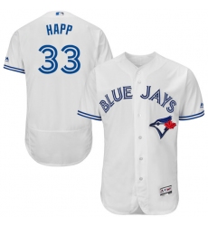 Men's Majestic Toronto Blue Jays #33 J.A. Happ White Home Flex Base Authentic Collection MLB Jersey