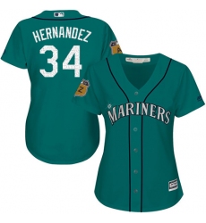 Women's Majestic Seattle Mariners #34 Felix Hernandez Authentic Aqua 2017 Spring Training Cool Base MLB Jersey