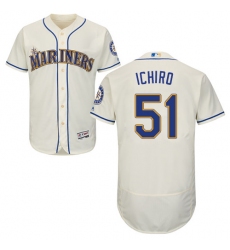 Men's Majestic Seattle Mariners #51 Ichiro Suzuki Cream Alternate Flex Base Authentic Collection MLB Jersey