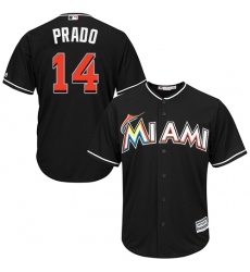 Youth Majestic Miami Marlins #14 Martin Prado Authentic Black Alternate 2 Cool Base MLB Jersey